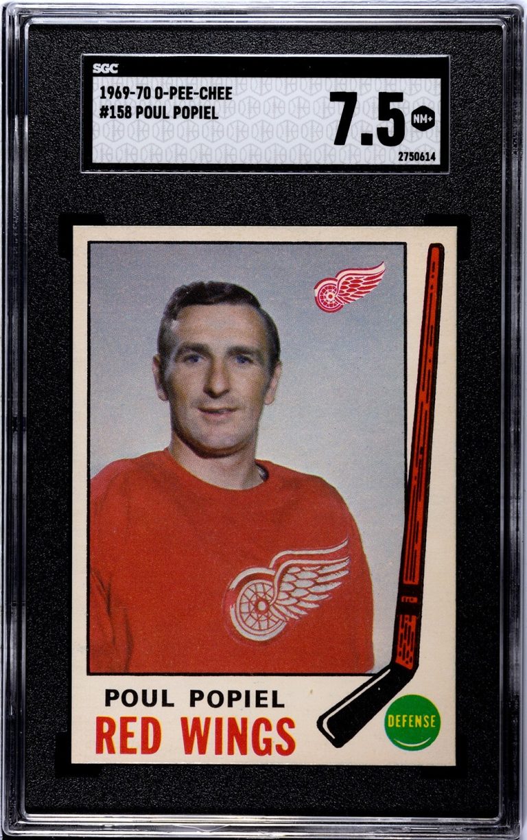 Poul Popiel 1969-70 O-Pee-Chee NHL Card #158 SGC Graded 7.5 NM+ - (Red Wings)