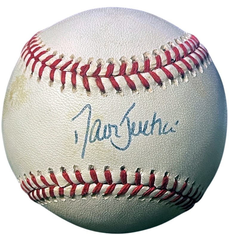 Dave/David Justice signed Rawlings Official National League Baseball toned- COA