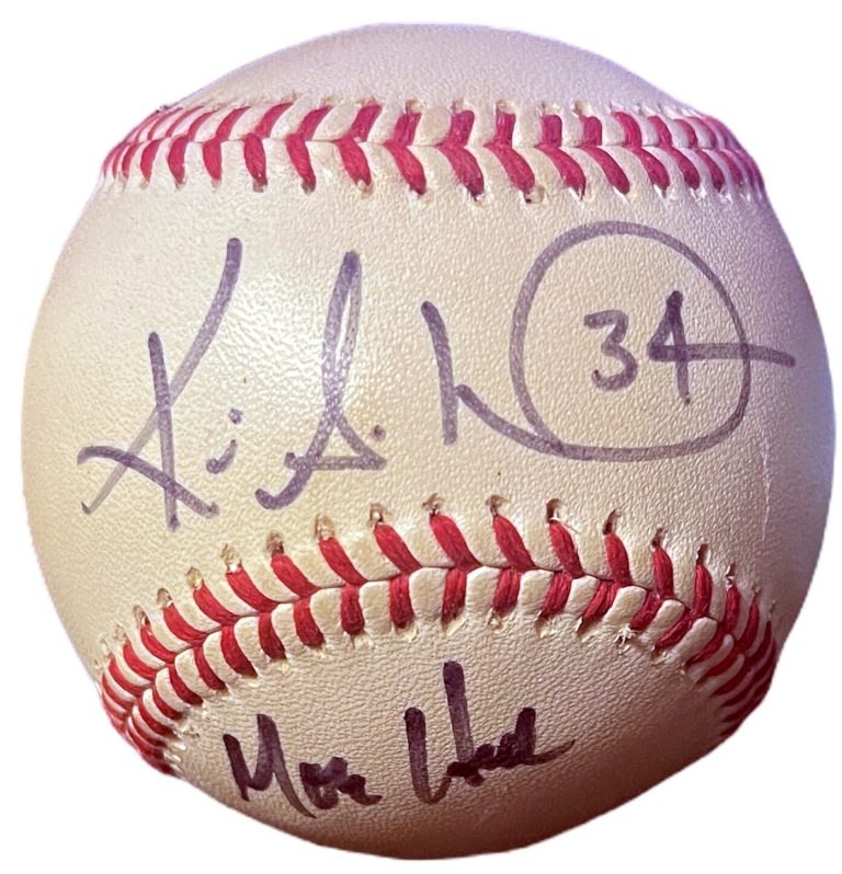 Kevin Milwood signed Wilson Official Major League Baseball #34 w/ Moe Hill- COA