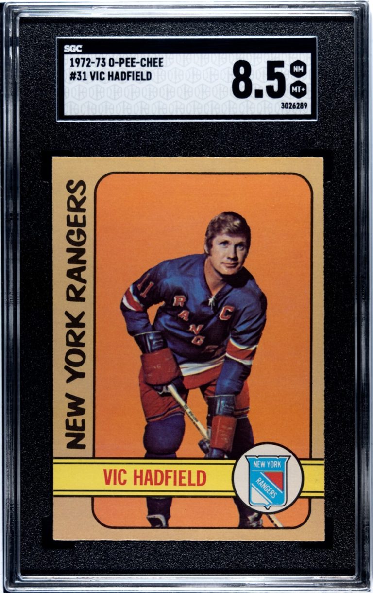 Vic Hadfield 1972-73 O-Pee-Chee NHL Card #31- SGC Graded 8.5 NM-MT+ (Rangers)