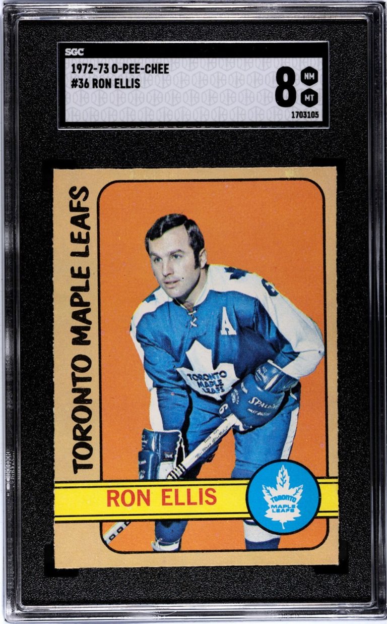 Ron Ellis 1972-73 O-Pee-Chee NHL Card #36- SGC Graded 8 NM-MT (Maple Leafs)