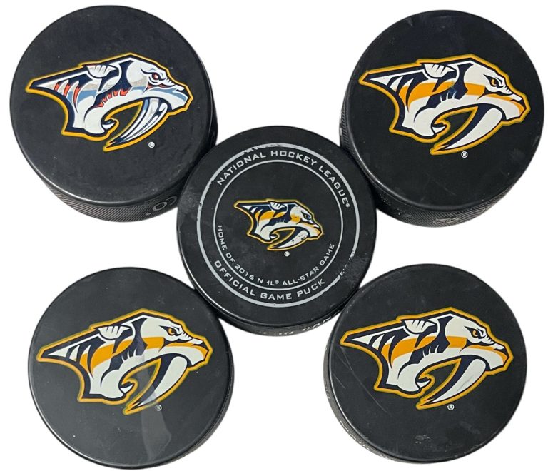 Nashville Predators NHL Hockey Puck / Lot of 5 /2016 NHL All-Star Game