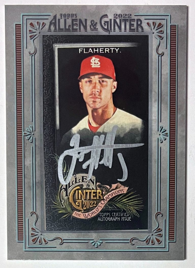 Jack Flaherty signed 2022 Allen & Ginter Framed Silver Mini Auto Card /50