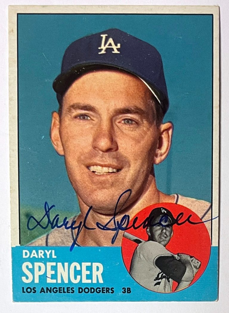 Daryl Spencer signed 1963 Topps On Card Auto #502- COA  (Los Angeles Dodgers)