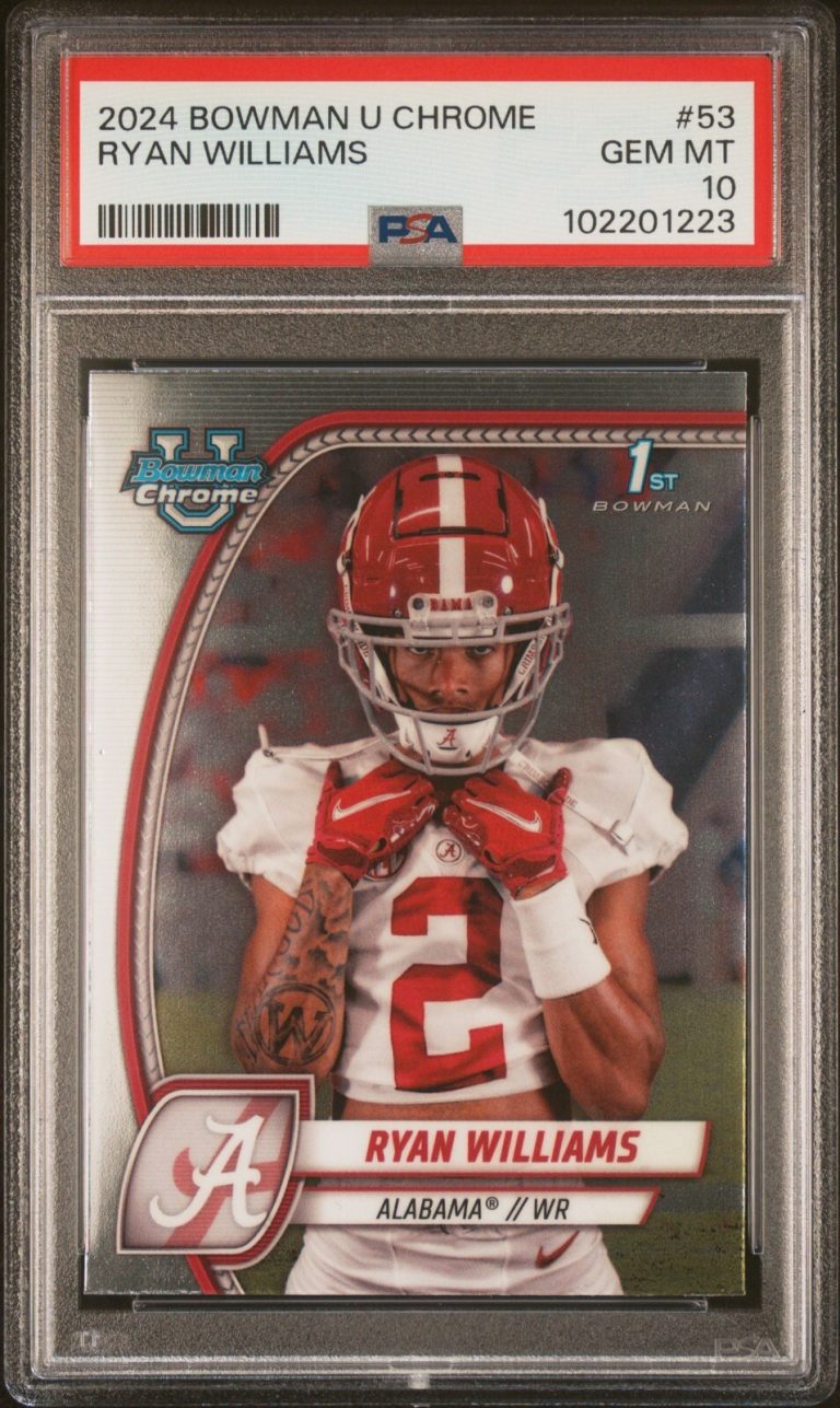 Ryan Williams 2024 1st Bowman U Chrome RC #53- PSA Graded 10 Gem Mint-ALABAMA