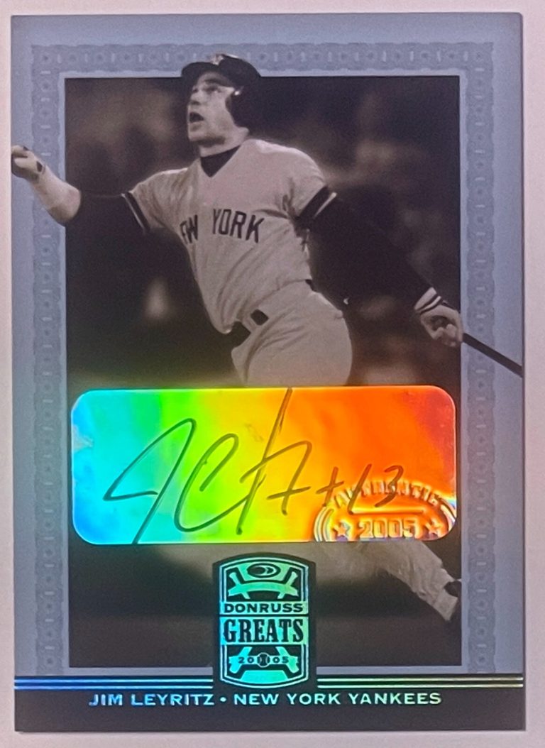 Jim Leyritz signed 2005 Donruss Greats Authentic Signatures  Blue Auto Card #41