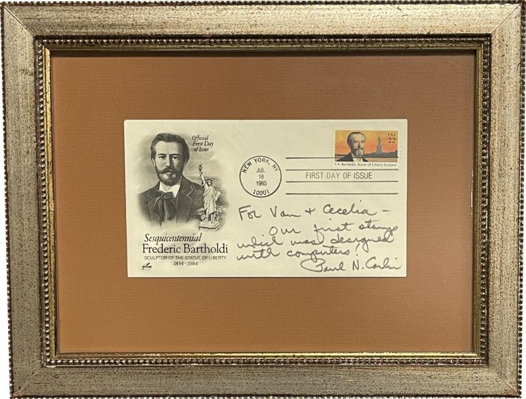 Paul N Carlin signed US FDC/Stamp 1985 NY Frederic Bartholdi Statue Liberty- COA