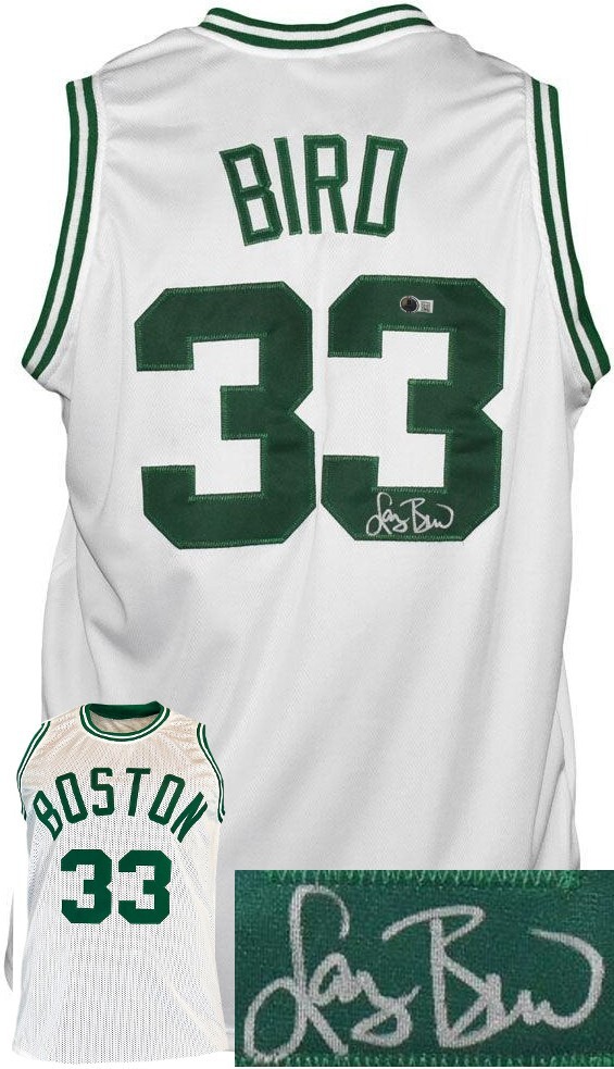 Larry Bird signed Boston White TB Custom Pro Style Basketball Jersey- Beckett