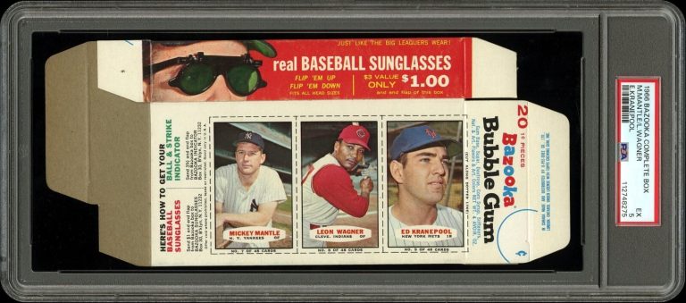 1966 Bazooka Complete Box Mickey Mantle/Kranepool/Wagner 7/8/9- PSA Graded 5 EX