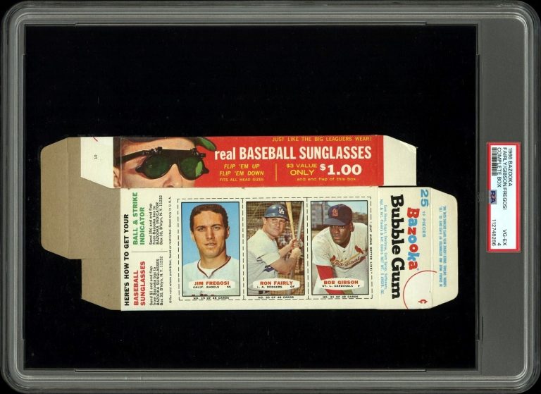 1966 Bazooka Complete Box Fregosi/Fairly/Bob Gibson 19/20/21- PSA Graded 4 VG-EX