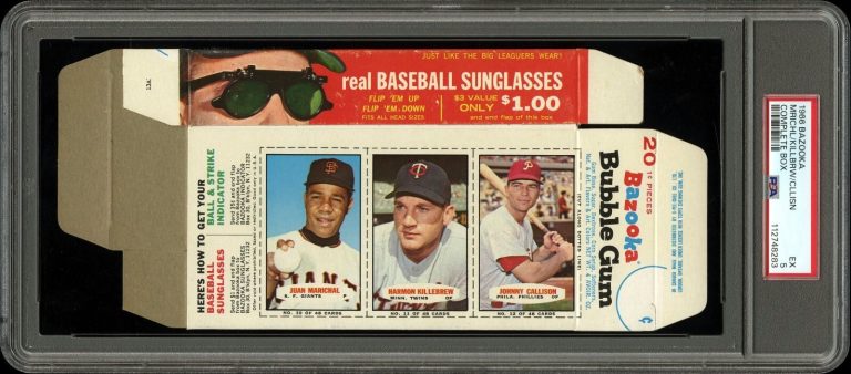 1966 Bazooka Complete Box J. Marichal/Harmon Killebrew/Callison- PSA Graded 5 EX