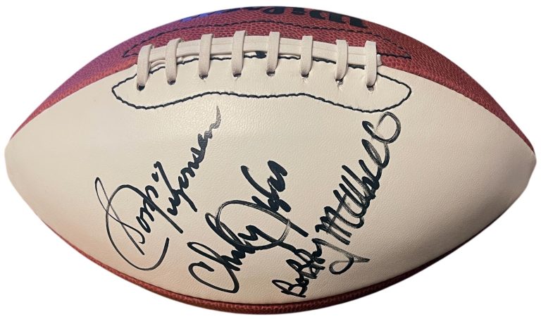 Washington Legends Signed Ofc Wilson NFL WP Leather Football 3 sigs- Beckett Rev