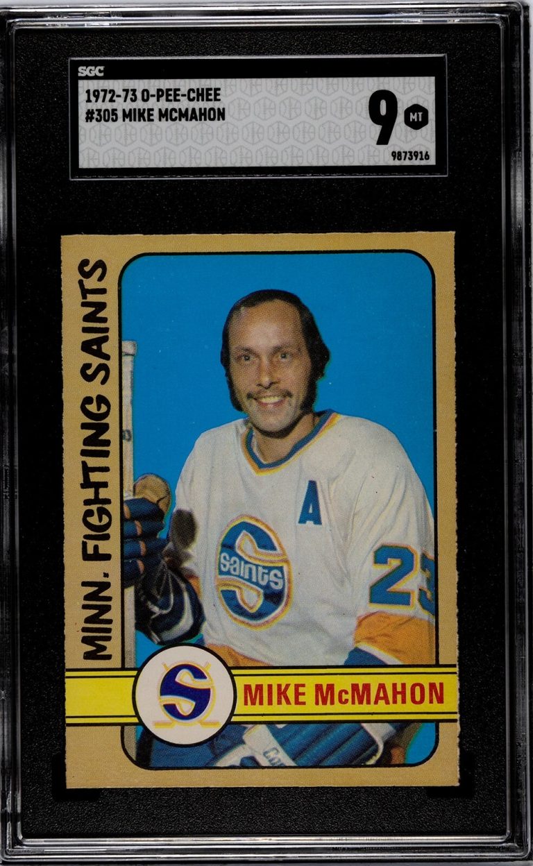 Mike McMahon 1972-73 O-Pee-Chee NHL Rookie RC Card #305 Saints-SGC Graded 9 Mint