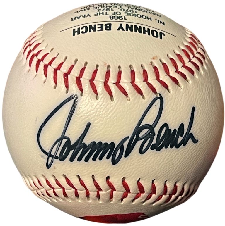 Johnny Bench signed Fotoball USA MLB Baseball /500 - COA- Cincinnati Reds/HOF