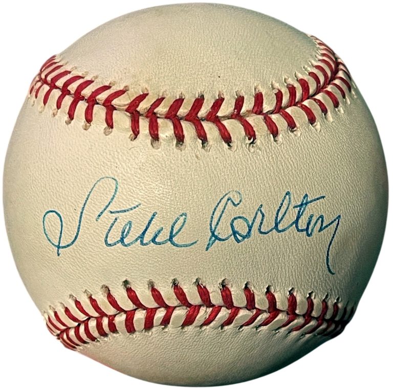 Steve Carlton signed RONL Rawlings Official National League Baseball minor tone
