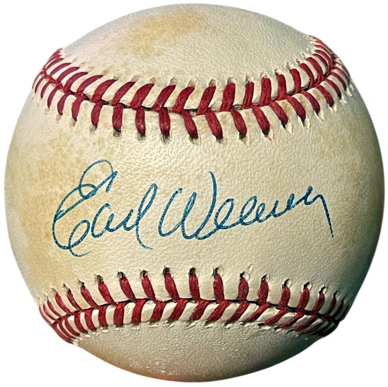 Earl Weaver signed ROAL Rawlings OFC American League Baseball toned-COA- Orioles