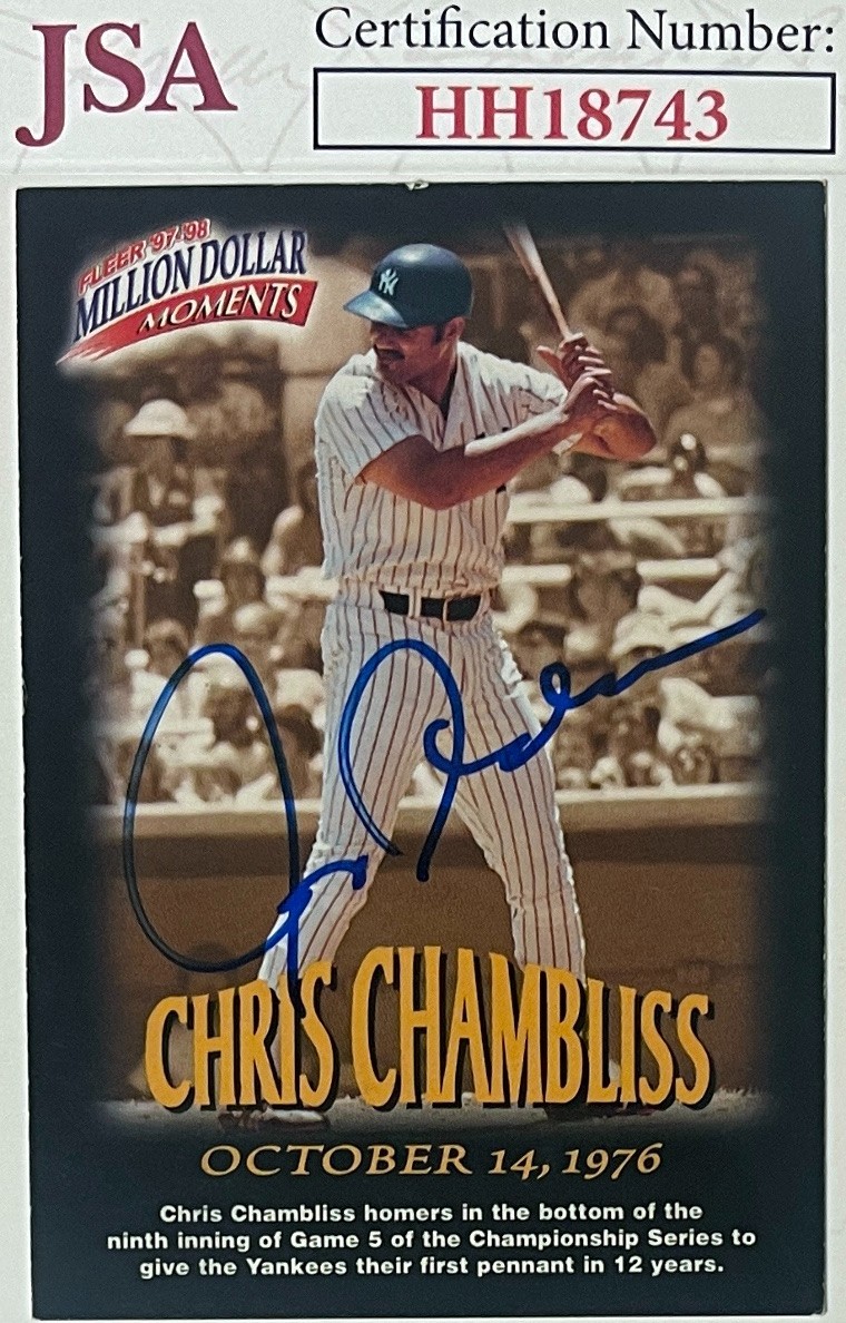 Chris Chambliss signed 1997-98 Fleer Million Dollar Moments On Card Auto #37-JSA