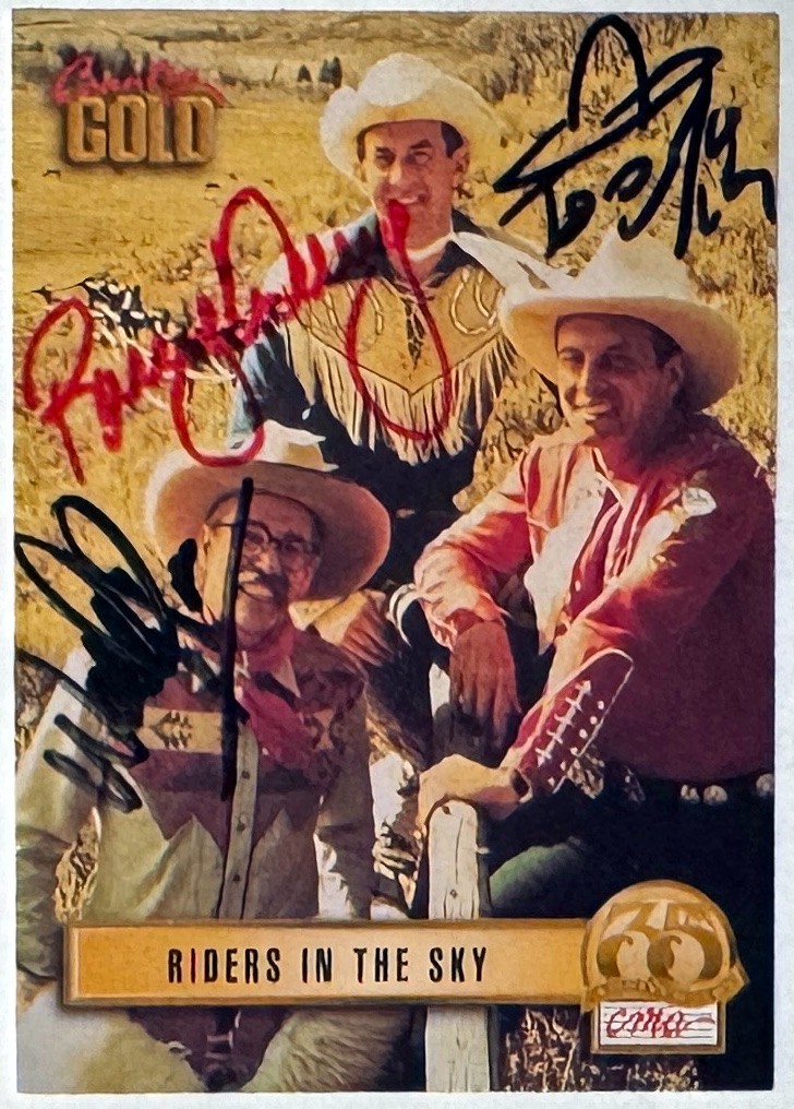 Woody Paul/Ranger Doug/Too Slim signed 1993 Riders In The Sky Country Gold Card