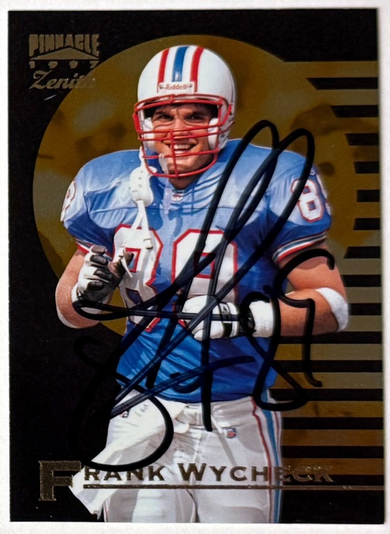 Frank Wycheck 1997 Pinnacle Zenith On Card Auto #35 (Houston Oilers/Titans)