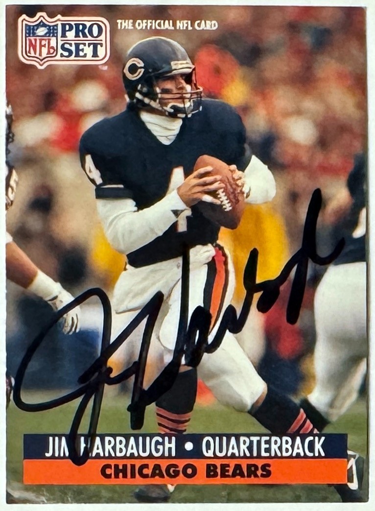 Jim Harbaugh signed 1991 Pro Set On Card Auto #104- COA (Chicago Bears/Michigan)