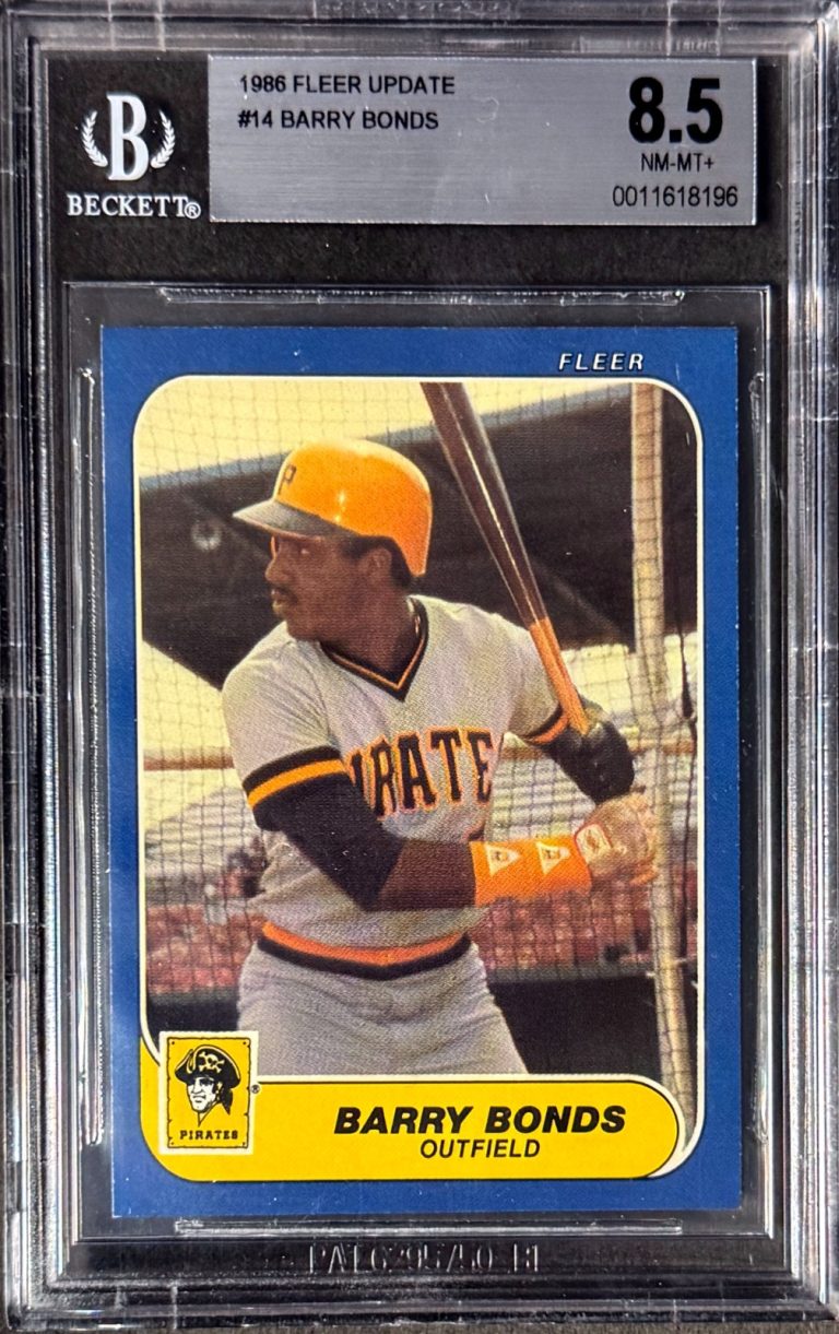 Barry Bonds 1986 Fleer Update Pirates RC Card  #14-Beckett/BGS Graded 8.5 NM-MT+