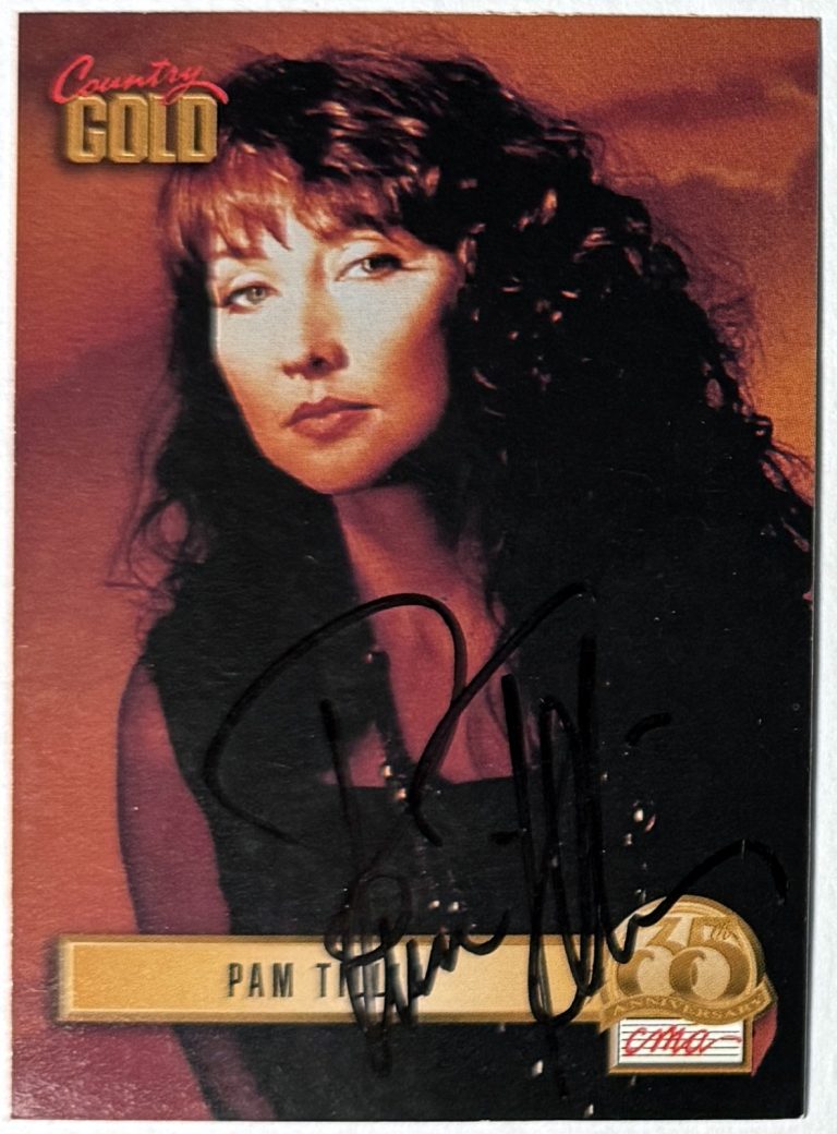 Pam Tillis signed 1993 Sterling Country CMA Gold 35th On Card Auto #90- COA