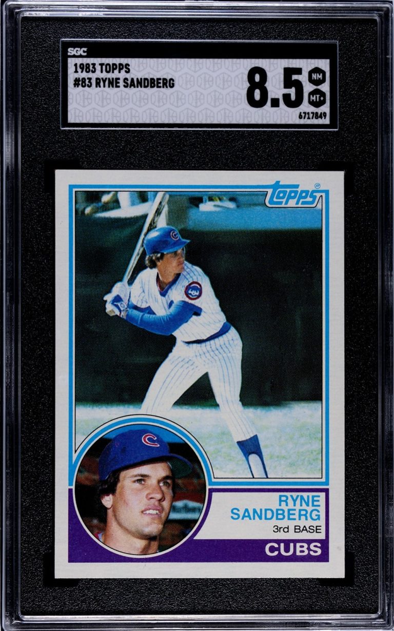Ryne Sandberg 1983 Topps Rookie Card (RC) #83- SGC Graded 8.5 NM-MT+ -(Cubs/HOF)