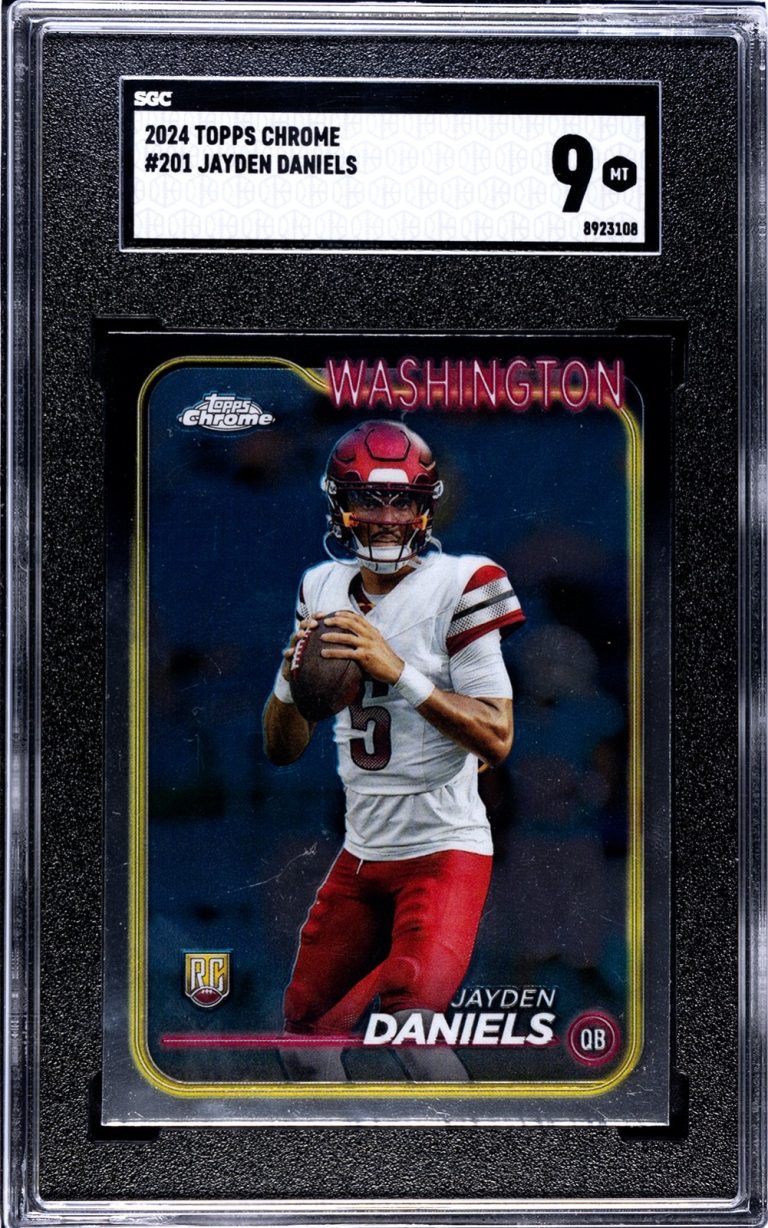 Jayden Daniels 2024 Topps Chrome Washington Card (RC) #201- SGC Graded 9 Mint