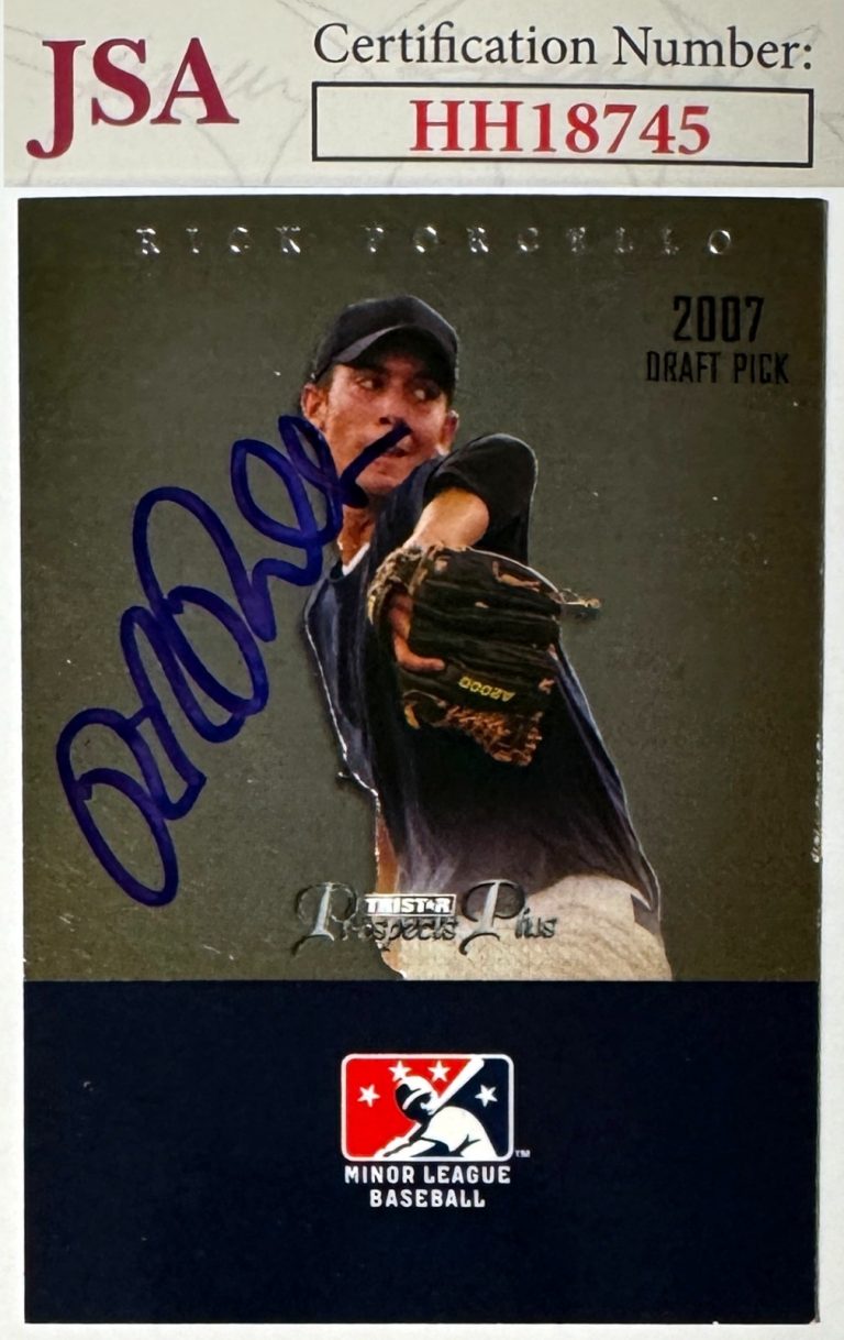 Rick Porcello signed 2007 TRISTAR Prospects  On Card Auto (RC) #6 - JSA (CY/WSC)