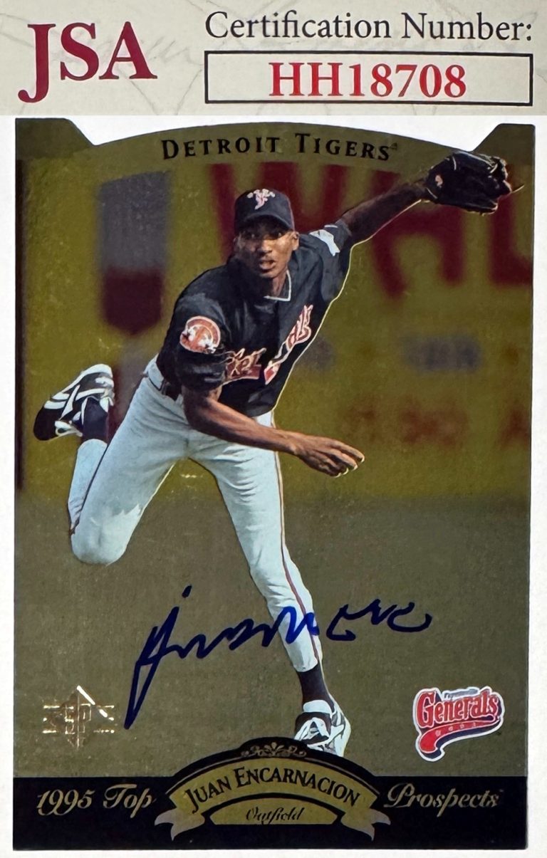 Juan Encarnacion signed 1995 SP Top Prospects Rookie On Card Auto RC #53 -Tigers