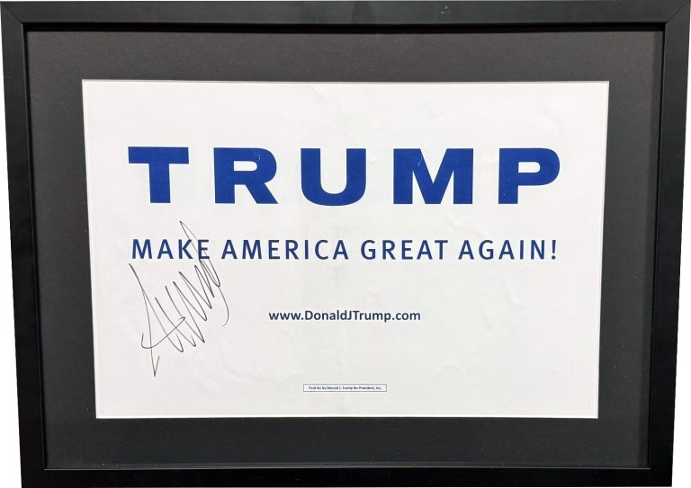 Donald Trump Signed Make America Great Again MAGA Campaign Poster Framed - JSA