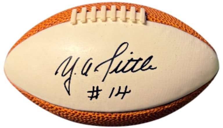YA Tittle signed Mini Football #14 (5.5 inch) - COA (New York Giants/HOF)