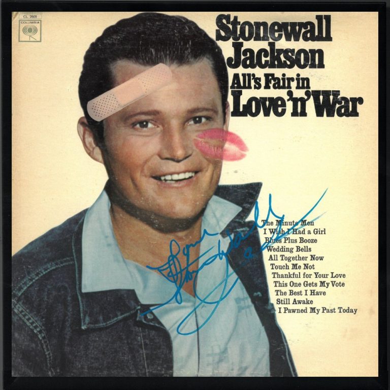 Stonewall Jackson signed 1966 All's Fair in Love & War Album/LP/Vinyl FRAMED JSA