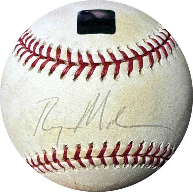 Ryan Madson signed Rawlings Official Major League Baseball imperfect- Topps Holo