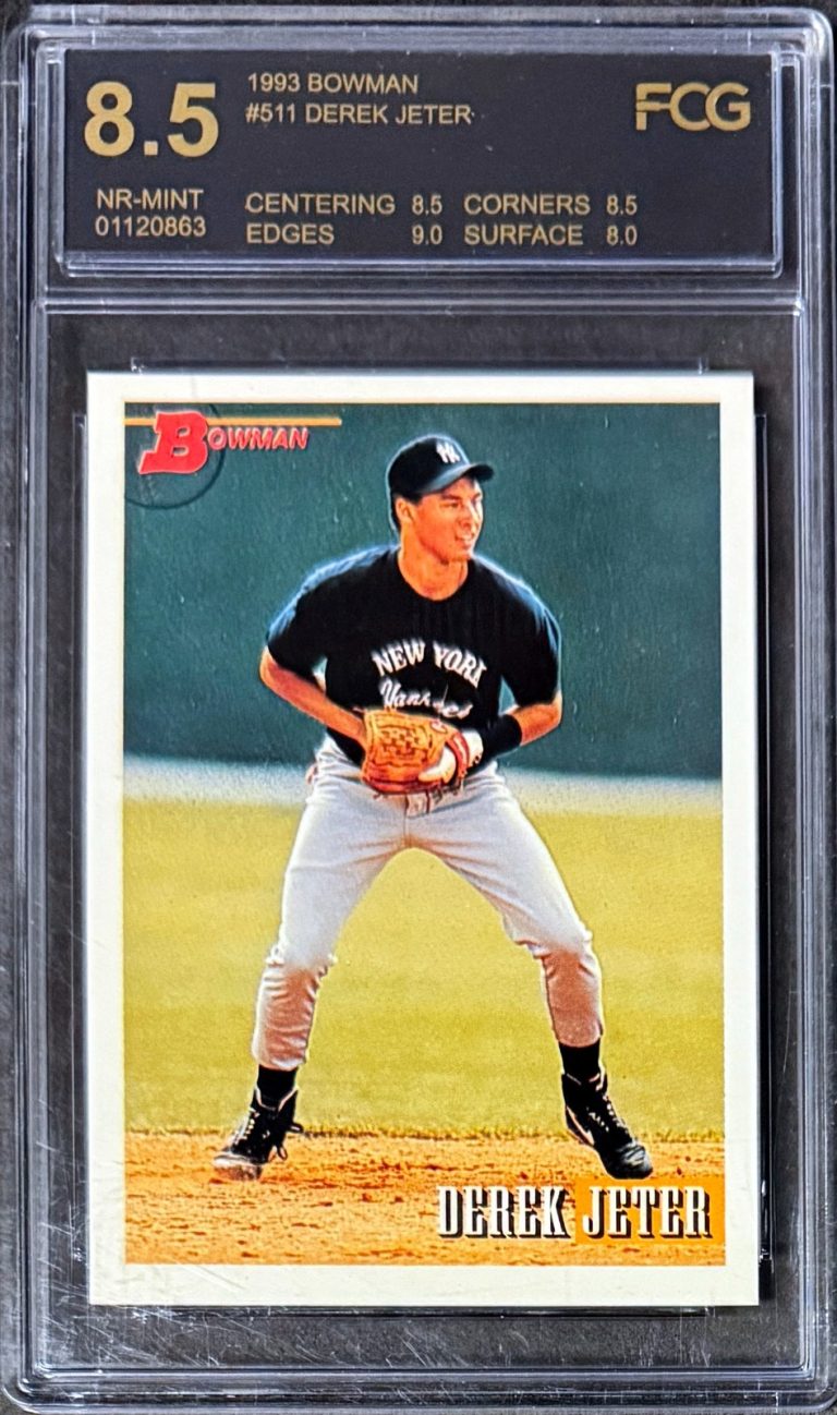 Derek Jeter 1993 Bowman NYY Rookie Card (RC) #511 FCG Graded 8.5 Near Mint (HOF)