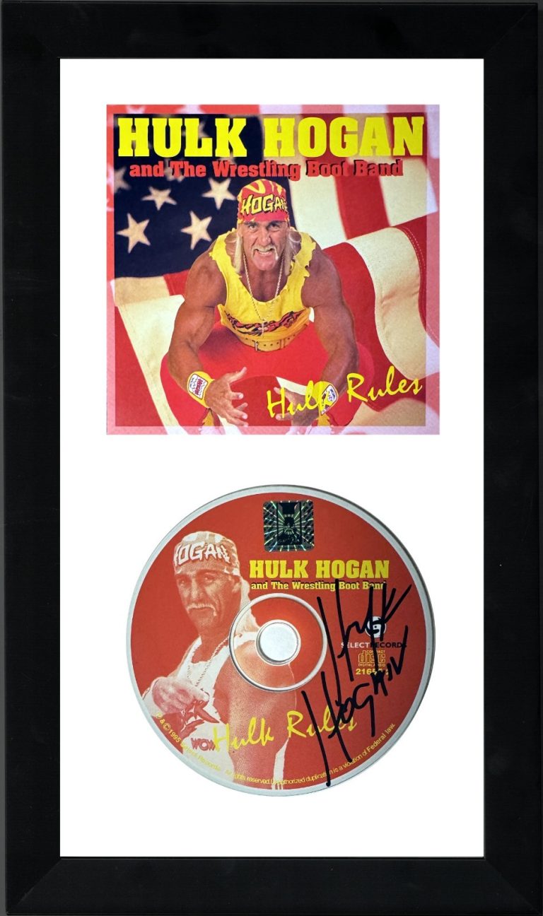 Hulk Hogan signed 1995 Hulk Rules CD w/ Cover Booklet Framed- Hogan Hologram/WWF