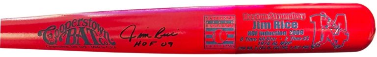 Jim Rice signed Cooperstown Red Bat w/Engraved HOF Logo/Stats - 5 Star Authentic