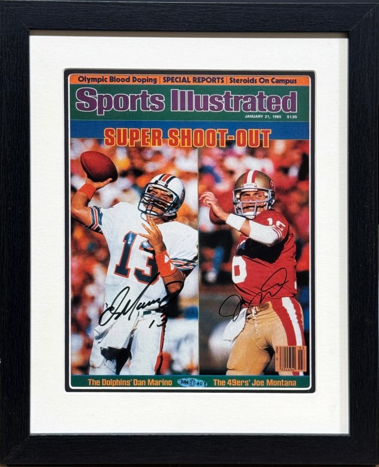Dan Marino & Joe Montana dual signed 1985 Sports Illustrated Cover Framed- UDA
