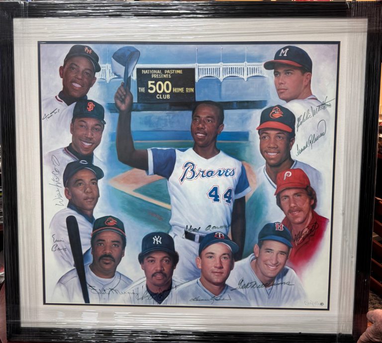 500 Homerun Club Poster/Litho/Print 27x29.5/Artist Doo S Oh 12 sigs -FRAMED -BAS