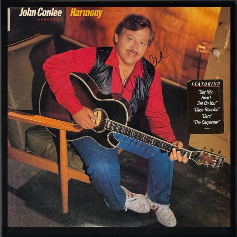 John Conlee signed 1986 Harmony Album Cover/LP/Vinyl Record Framed- JSA