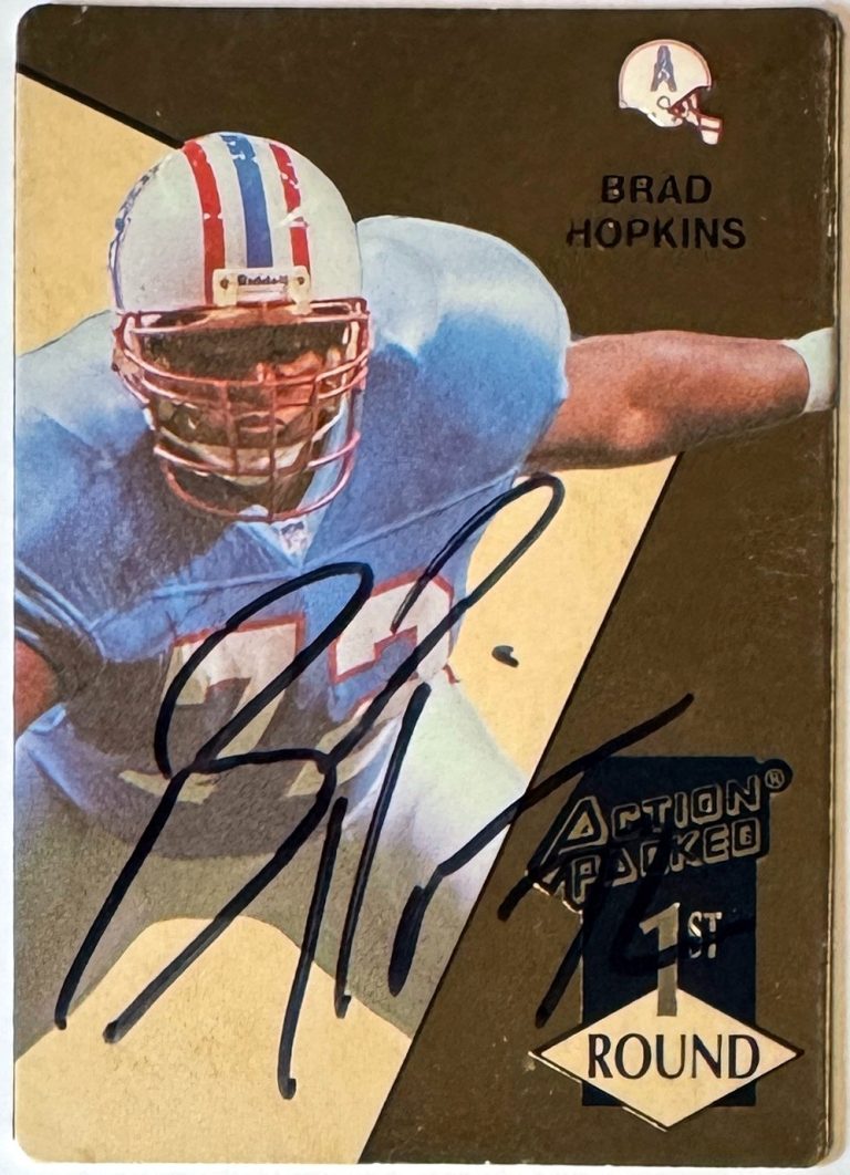 Brad Hopkins signed 1993 Action Packed Rookie On Card Auto #175- COA (Oilers)