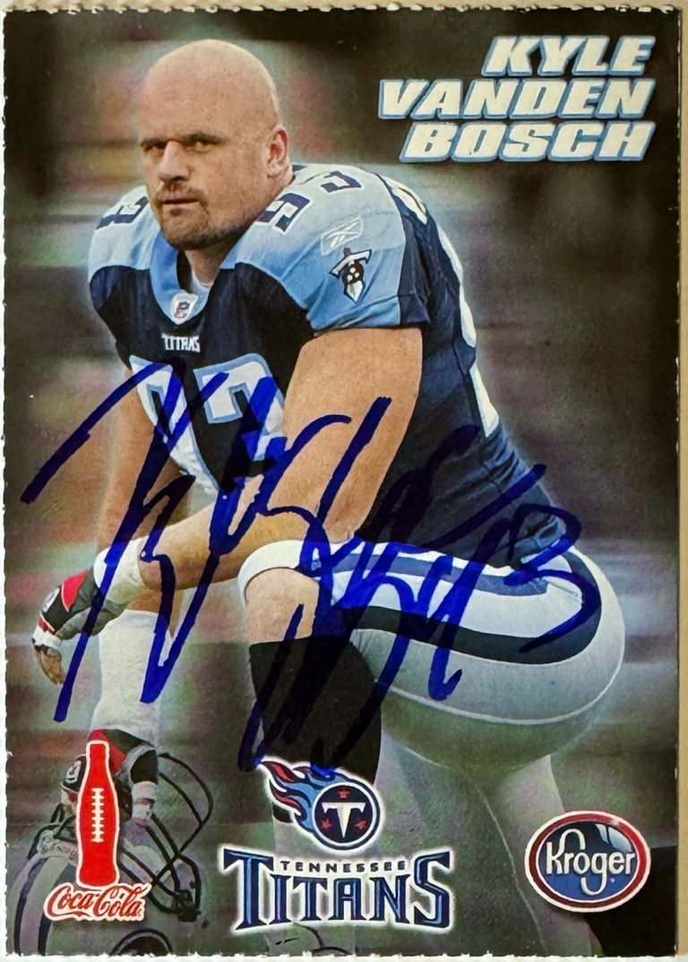 Kyle Vanden Bosch signed Tennessee Titans 2006 Coca-Cola Kroger On Card Auto-COA