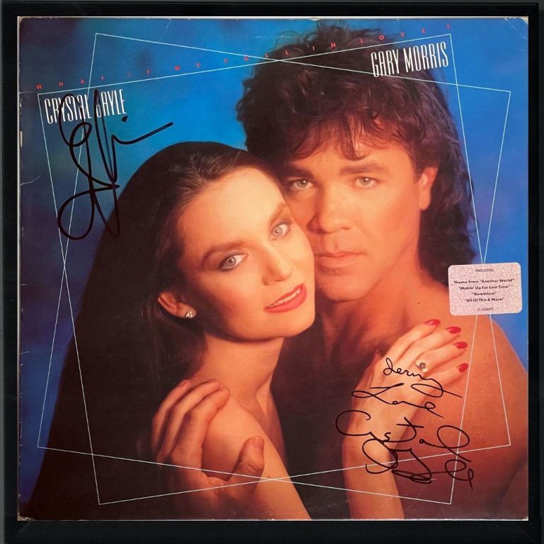 Crystal Gayle & Gary Morris signed 1987 What If We Fall In Love Cover Framed COA