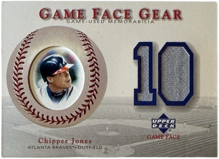Chipper Jones 2003 Upper Deck Game Face Gear Patch Jersey Card #GG-CJ (Braves)