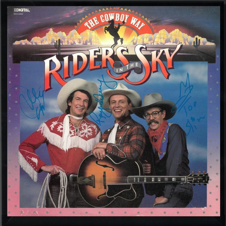 Riders In The Sky  Ranger Doug/Too Slim/Joey signed Album Cover/LP Framed - JSA