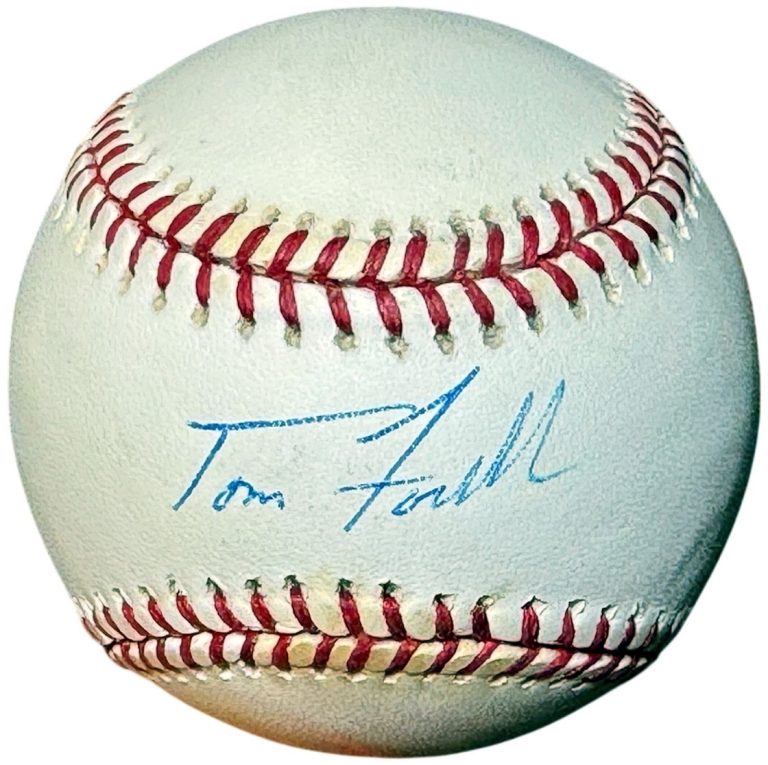 Tom Fordham signed Rawlings Official American League  OML Baseball imperfect-COA