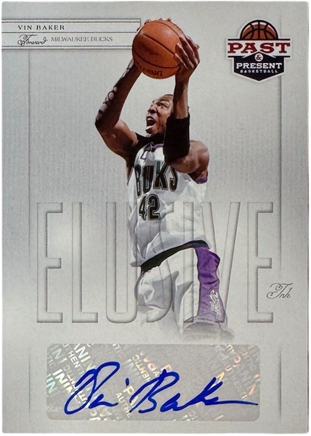 Vin Baker signed 2011-12 Panini Past & Present Elusive Ink  Auto Card #VB Bucks