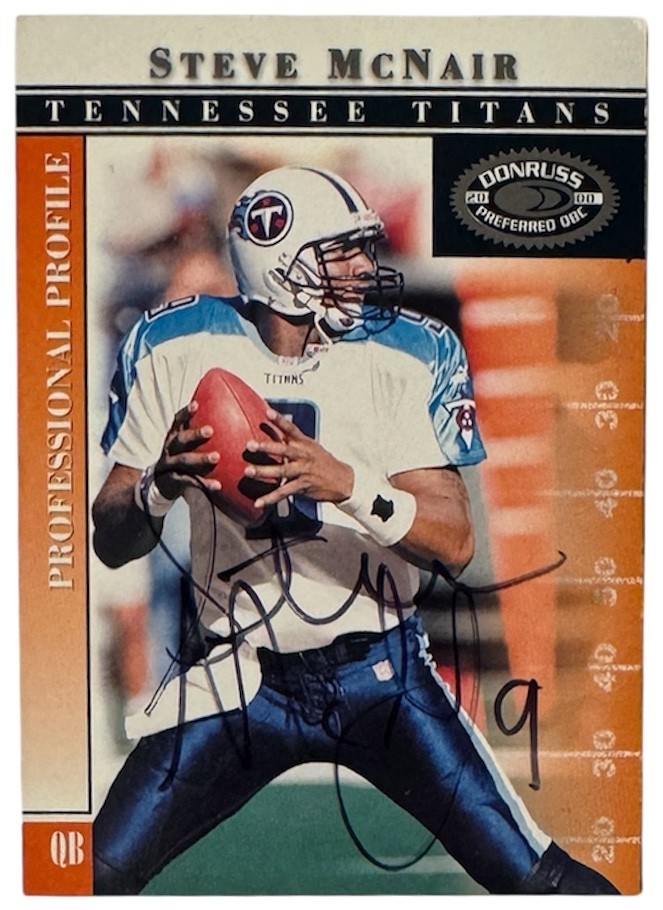 Steve McNair signed 2000 Donruss Preferred QB Club Card #24- Beckett Rev -TIRANS