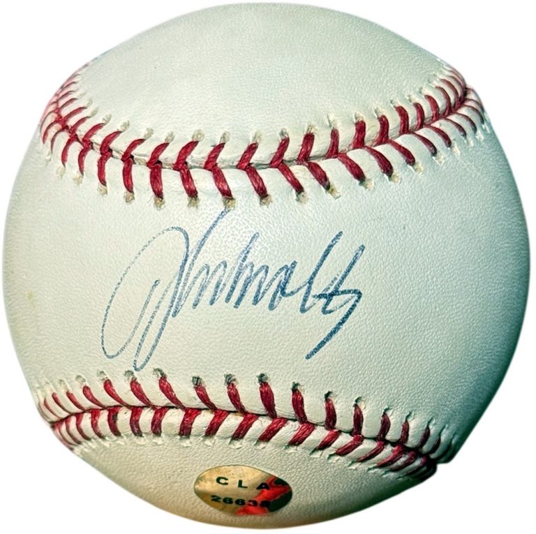 John Smoltz signed Rawlings Official Major League  OML Baseball tone spots - COA