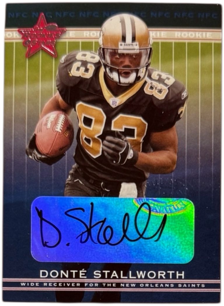 Donte Stallworth signed 2002 Donruss Leaf Rookies & Stars Auto RC #174- Saints